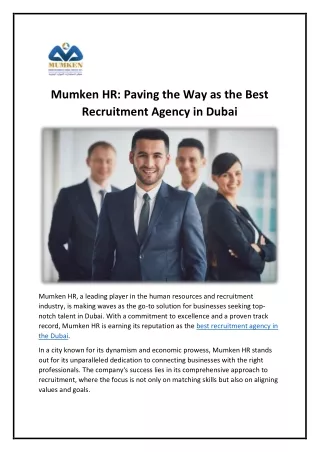 Best Recruitment Agency in Dubai - Mumken HR