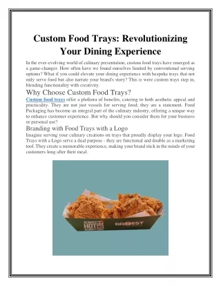 custom food trays revolutionizing your dining