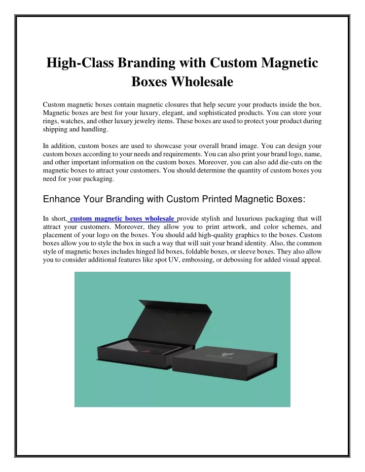 high class branding with custom magnetic boxes