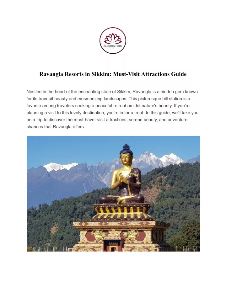 ravangla resorts in sikkim must visit attractions