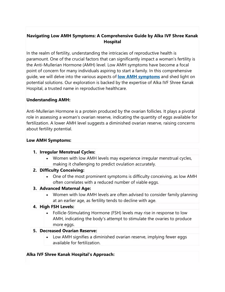 navigating low amh symptoms a comprehensive guide