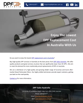 Enjoy The Lowest DPF Replacement Cost Australia With Us
