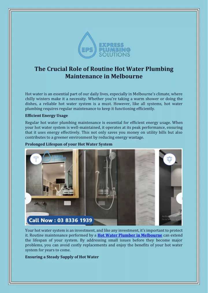 the crucial role of routine hot water plumbing