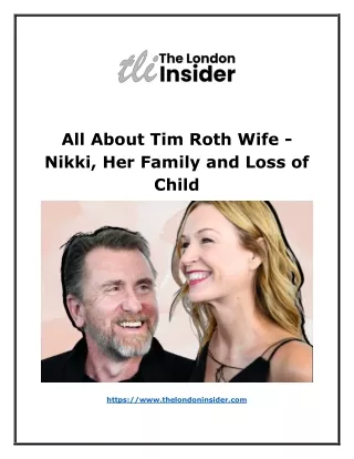 All About Tim Roth Wife - Nikki, Her Family and Loss of Child