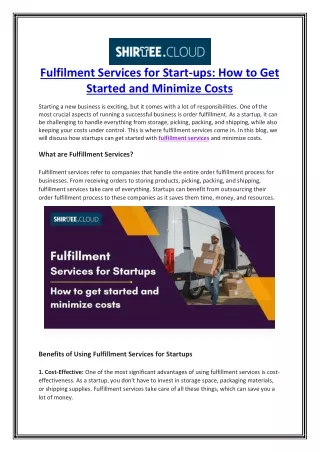 Fulfilment Services for Start-ups How to Get Started and Minimize Costs