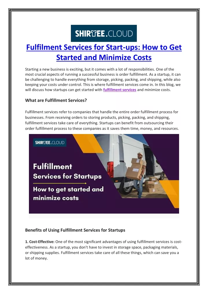 fulfilment services for start