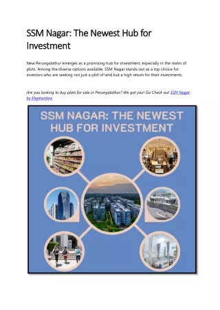 SSM Nagar: The Newest Hub for Investment