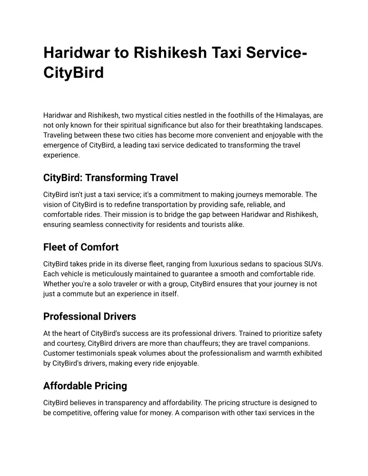 haridwar to rishikesh taxi service citybird