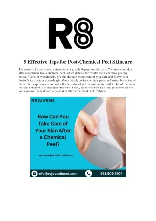5 Effective Tips for Post-Chemical Peel Skincare