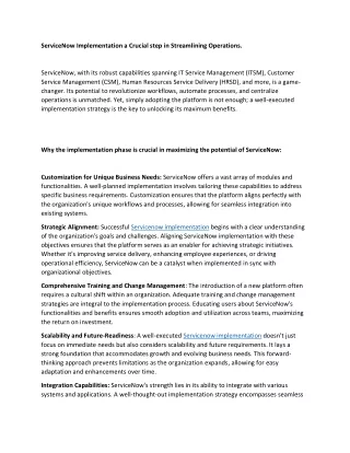 servicenow implementation a crucial step