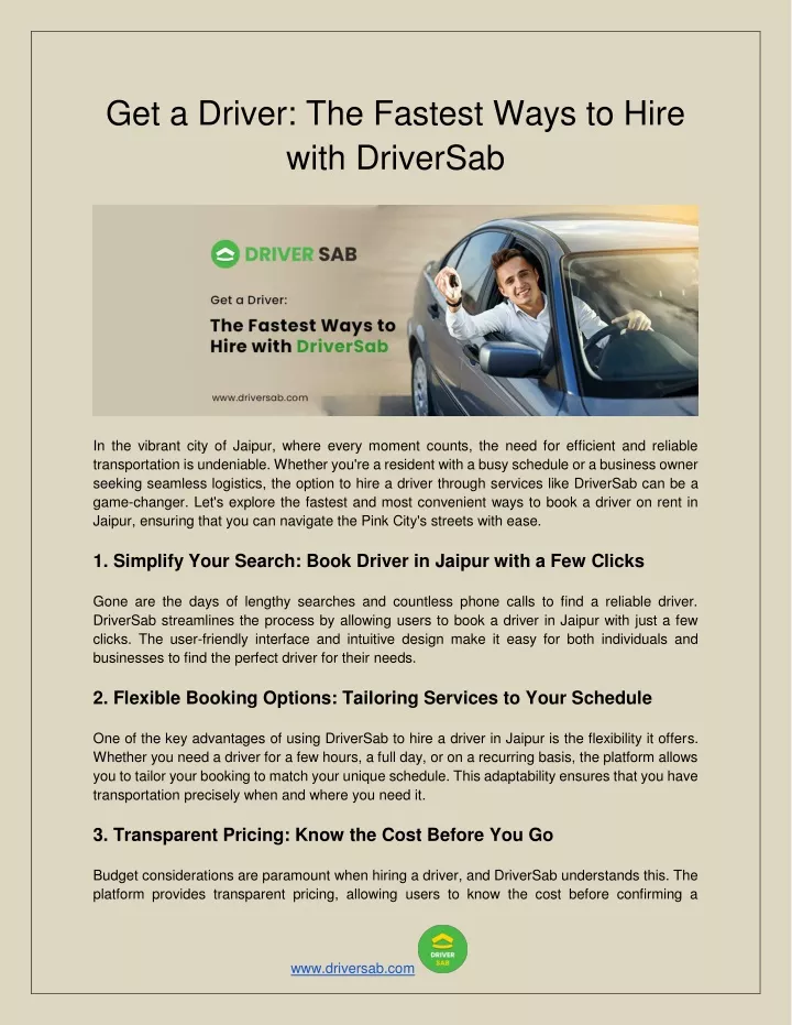 get a driver the fastest ways to hire with