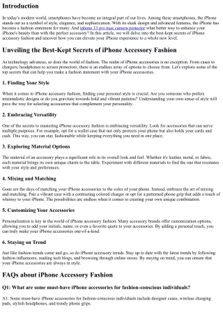 Unveiling the Best-Kept Secrets of iPhone Accessory Fashion