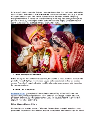 A Guide on How to Search Authentic Profiles on Matrimonial Sites