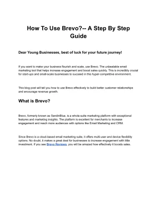 How To Use Brevo - trendingblogers