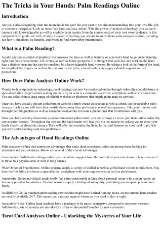 The Secrets in Your Hands: Palm Readings Online