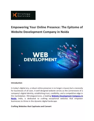 The Epitome of Website Development Company in Noida