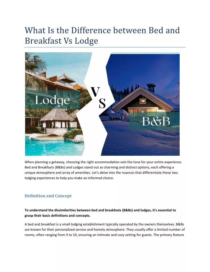 what is the difference between bed and breakfast