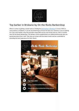 Best barber in Brisbane by On the Rocks Barbershop