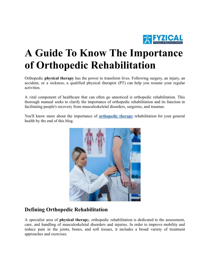 a guide to know the importance of orthopedic