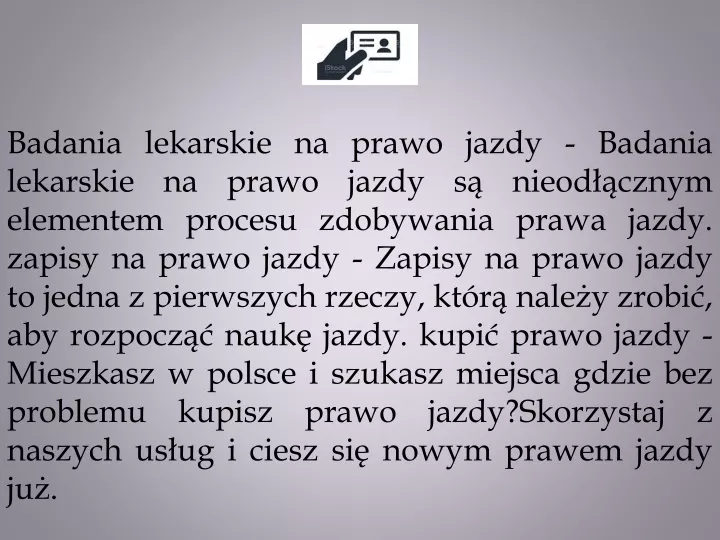 PPT - Jak Wyglądają Badania Na Prawo Jazdy PowerPoint Presentation ...