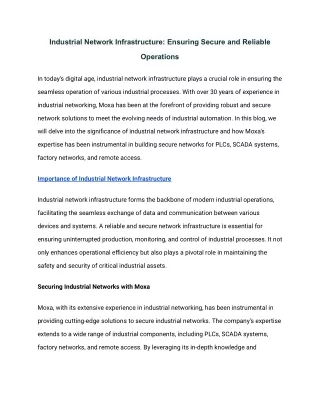 industrial network infrastructure ensuring secure
