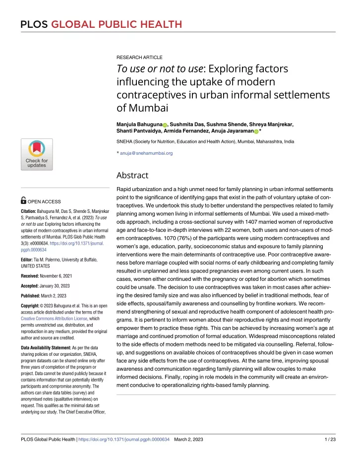 plos global public health