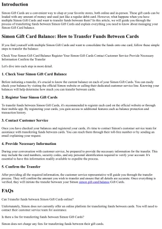 Simon Gift Card Balance: How to Transfer Funds Between Cards