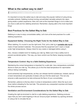 what is the safest way to dab