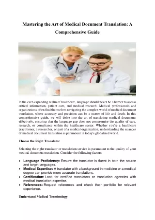 mastering the art of medical document translation