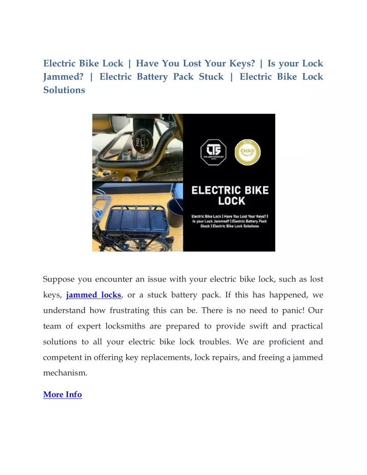 electric bike lock have you lost your keys