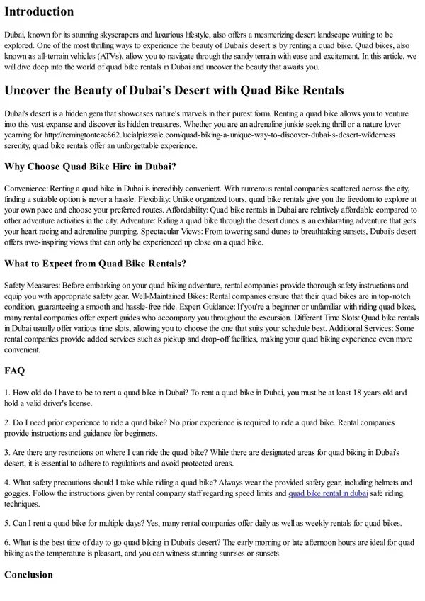 Uncover the Beauty of Dubai's Desert with Quad Bike Rentals