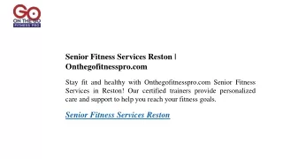 Senior Fitness Services Reston  Onthegofitnesspro.com