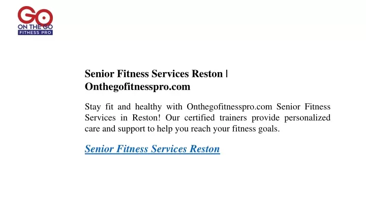senior fitness services reston onthegofitnesspro