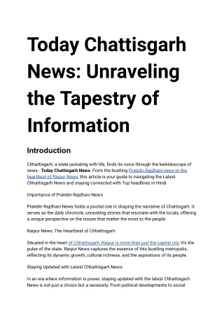 Today Chattisgarh News_ Unraveling the Tapestry of Information (1)