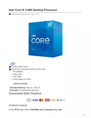 computechstore.in-Intel Core I5 11400 Desktop Processor