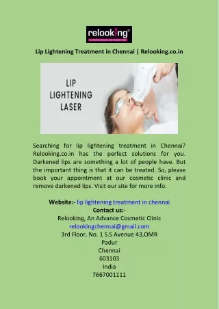 Lip Lightening Treatment in Chennai  Relooking.co.in