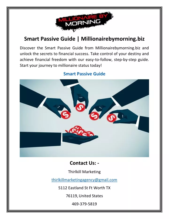 smart passive guide millionairebymorning biz