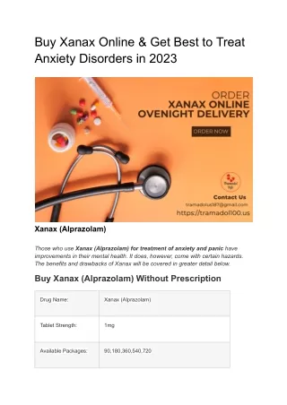 Buy Xanax Online & Get Best to Treat Anxiety Disorders in 2023