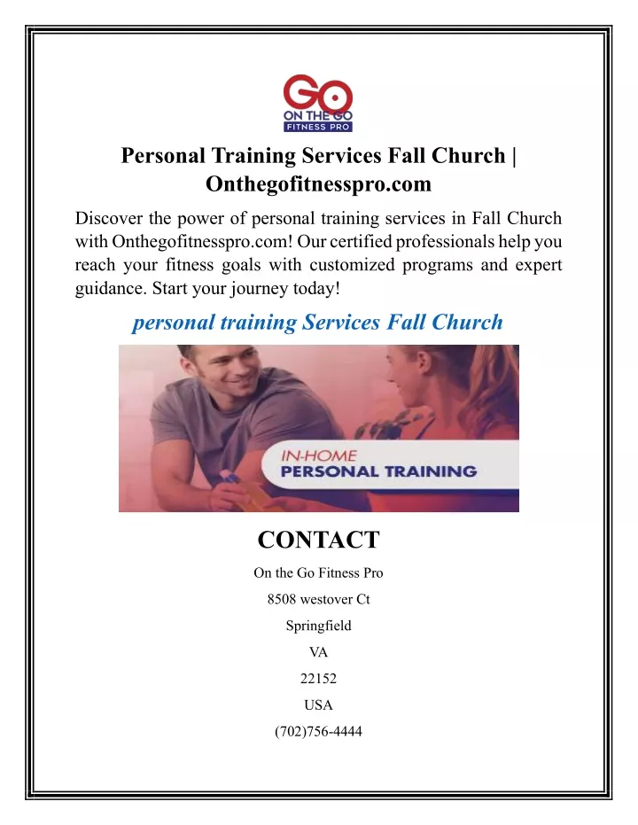 personal training services fall church