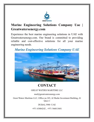 Marine Engineering Solutions Company Uae  Greatwatersenergy