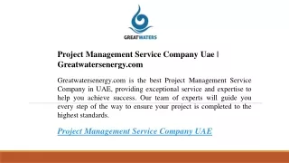 Project Management Service Company Uae  Greatwatersenergy.com