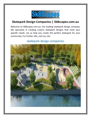 Skatepark Design Companies  Sk8scapes.com