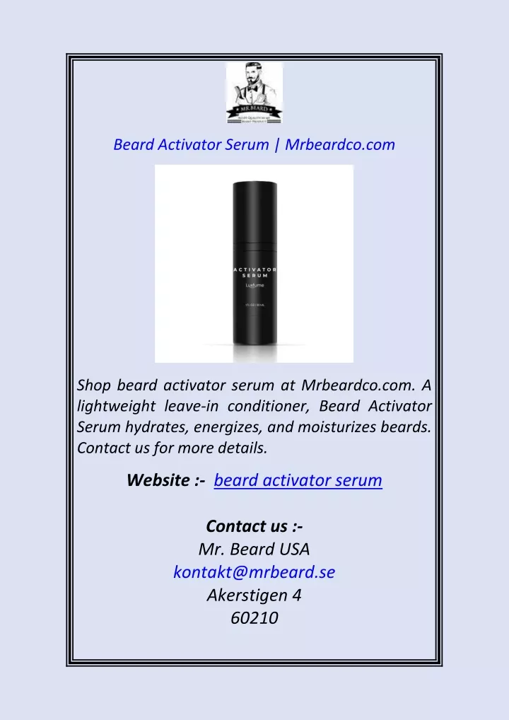 beard activator serum mrbeardco com