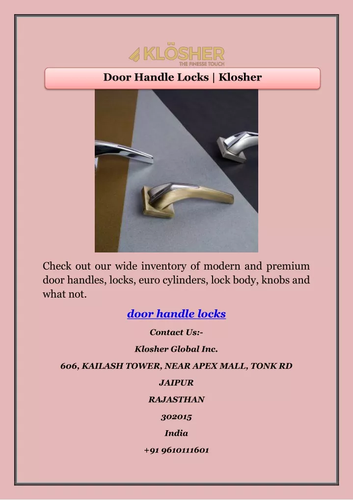 door handle locks klosher