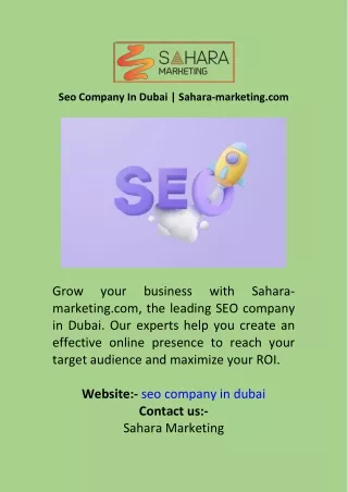 Seo Company In Dubai  Sahara-marketing.com