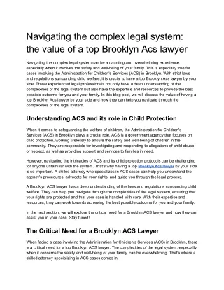 Navigating the complex legal system_ the value of a top Brooklyn Acs lawyer