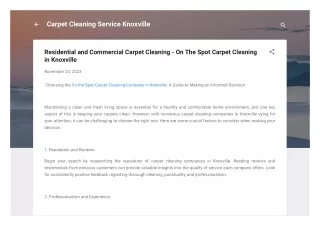 Residential and Commercial Carpet Cleaning - On The Spot Carpet Cleaning in Knox