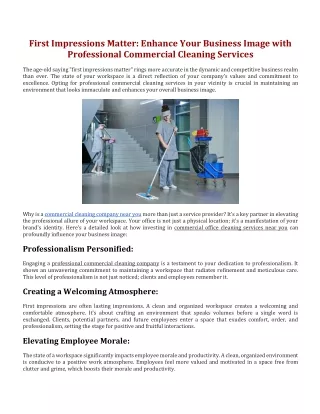 Enhance Your Business Image with Professional Commercial Cleaning Services