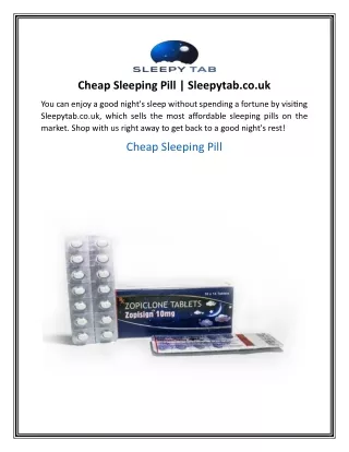 Cheap Sleeping Pill  Sleepytab.co.uk