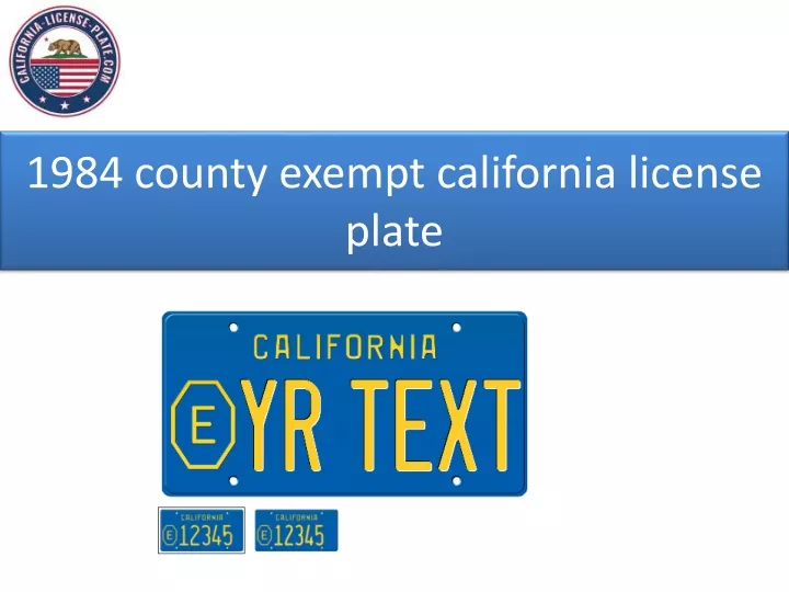 1984 county exempt california license plate